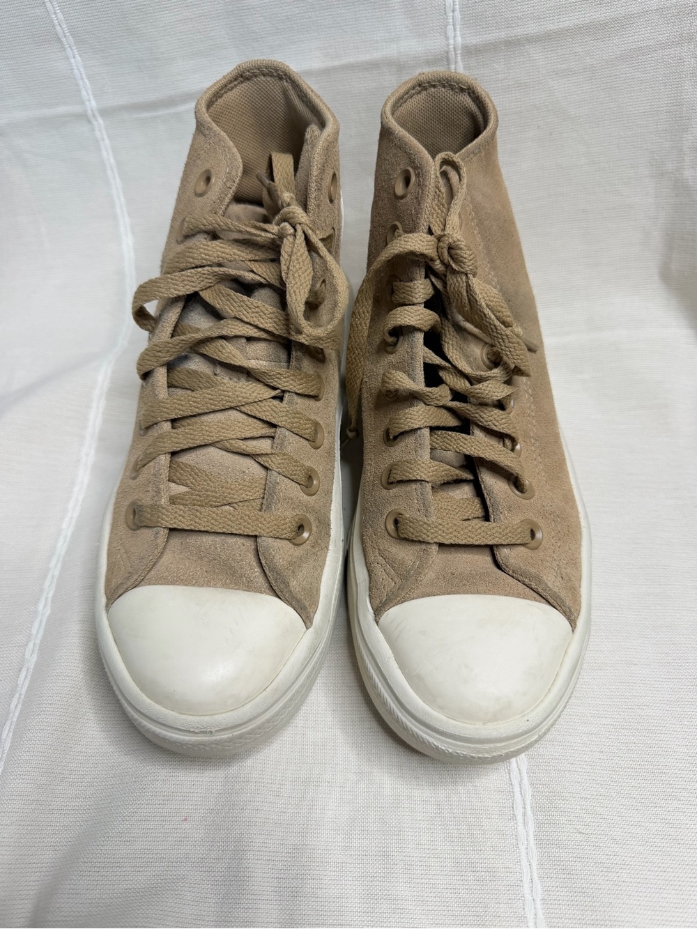 Converse Platform High-Top Sneakers in Tan with White Toe